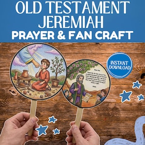 Manualidad del Abanico del Profeta Jeremías, Actividad de Oración del Antiguo Testamento, Paleta de Papel para la Escuela Dominical (Descarga Digital)