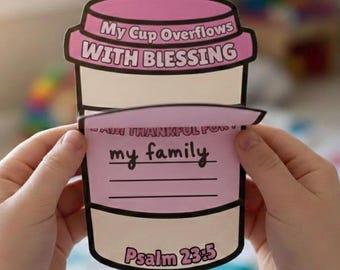 Psalm 23:5 Coffee Cup Craft, My Cup Overflows Printable (Digital Download)