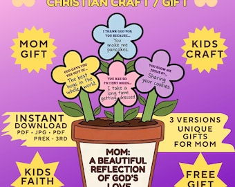 Christelijke Moederdagknutsel voor kinderen | Bijbelvers bloempot (digitale doe-het-zelf)