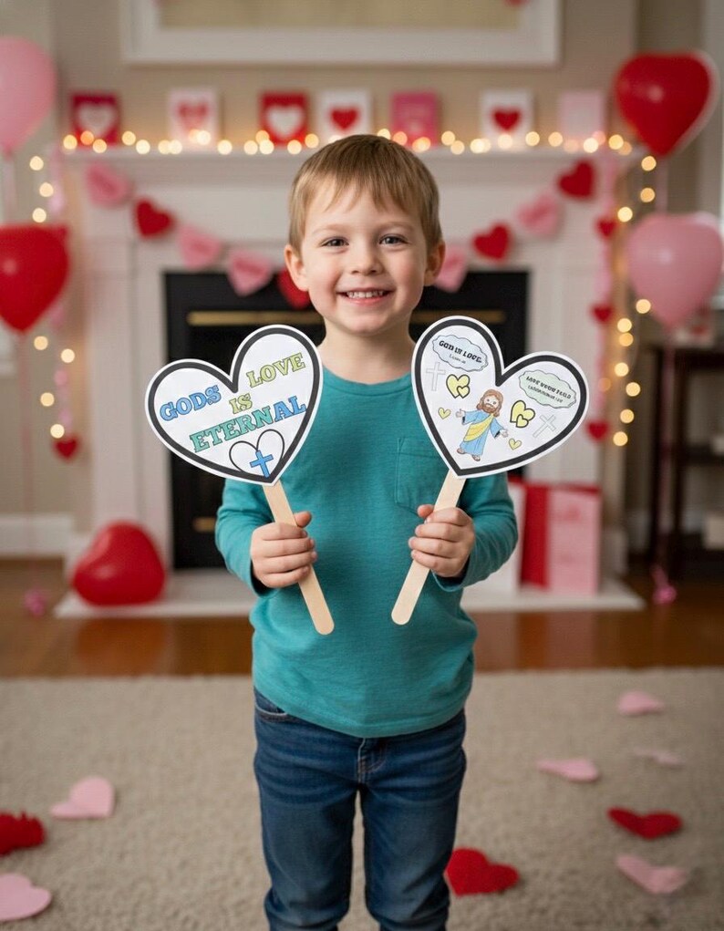 God is Love Heart Puppet Craft, Christian Valentine's Day Printable ...