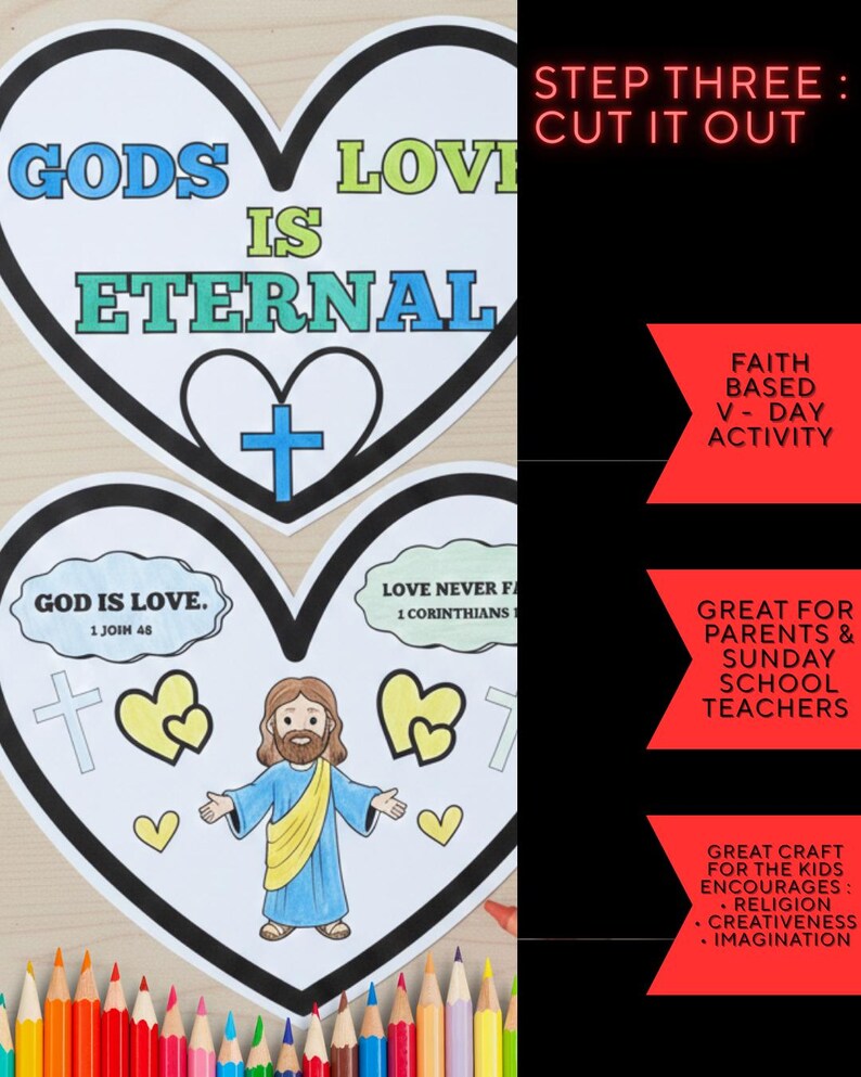 God is Love Heart Puppet Craft, Christian Valentine's Day Printable ...