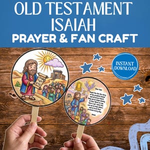 Manualidad de abanico con la oración del profeta Isaías, actividad cristiana para niños, imprimible para la escuela dominical (descarga digital)