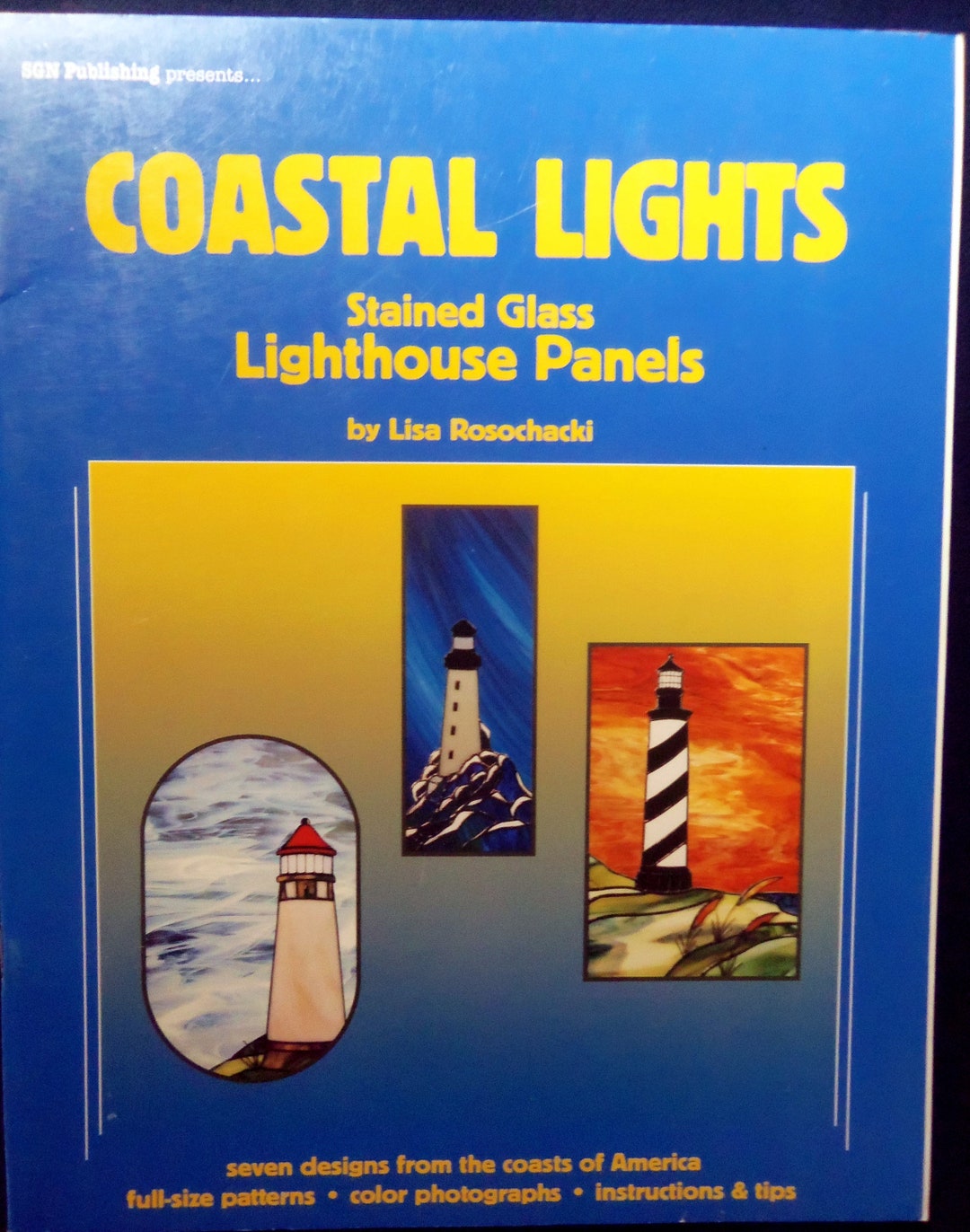 Coastal Lights Stained Glass Lighthouse Panels 7 Full Size Etsy
