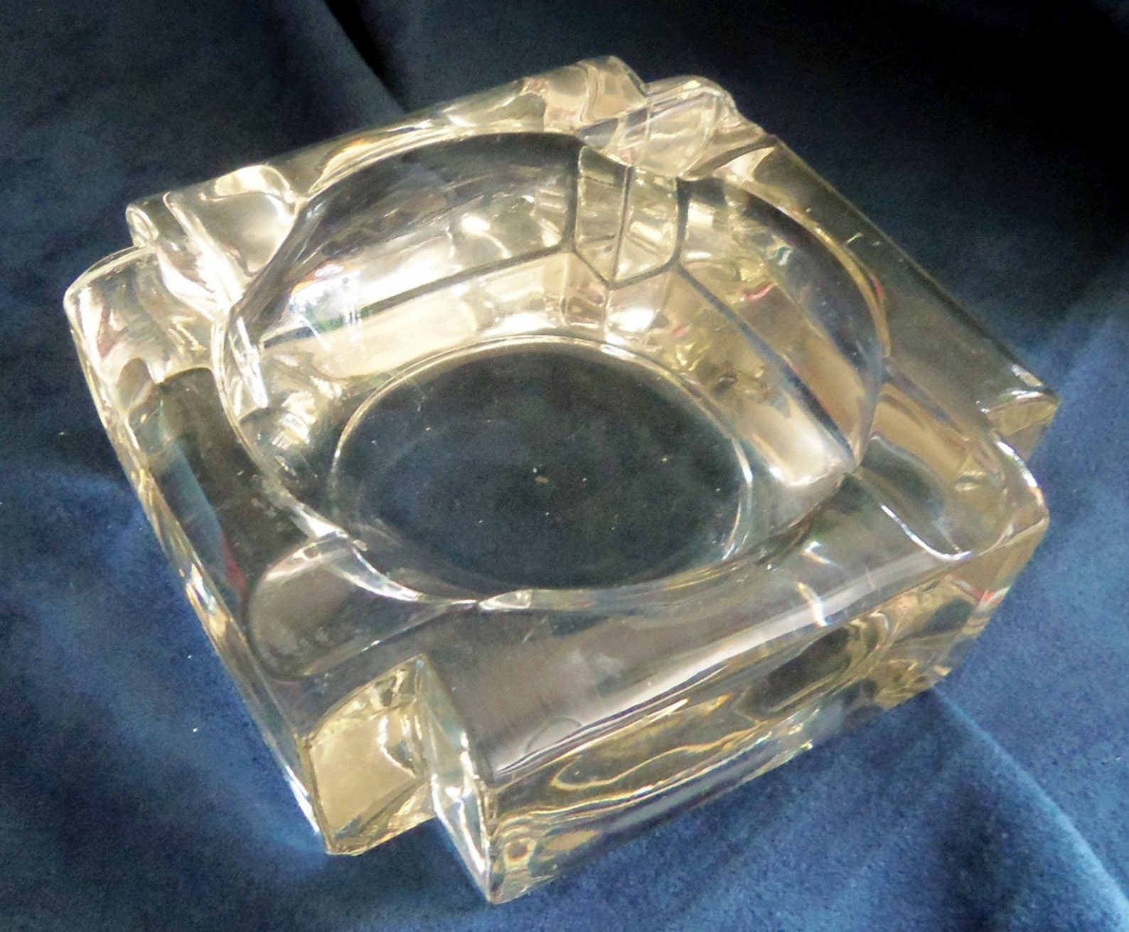 Heavy Glass Ashtray Which Could Be Used In Other Ways Vintage Etsy