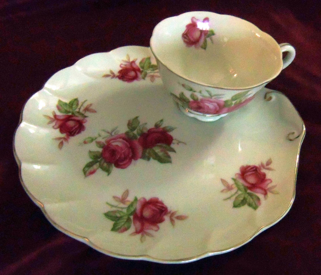 Hand Painted Lefton China Luncheon, Snack, or Dessert Plate With Cup