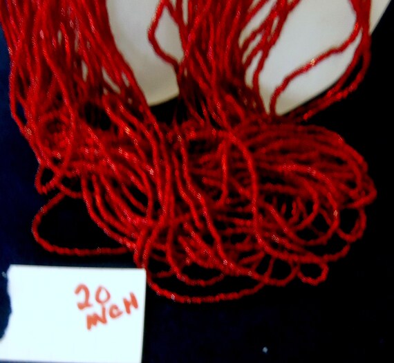 Beautiful Red Color Muilti Strand Strings of Bead… - image 2