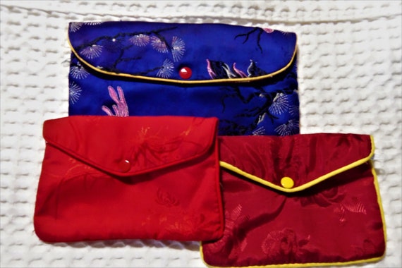 Three Pretty Satin Pocket Purses for Jewelry, Cha… - image 1