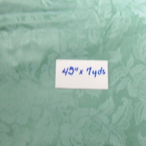 7 Yards Two Toned Green Polished Cotton Floral Design, Vintage