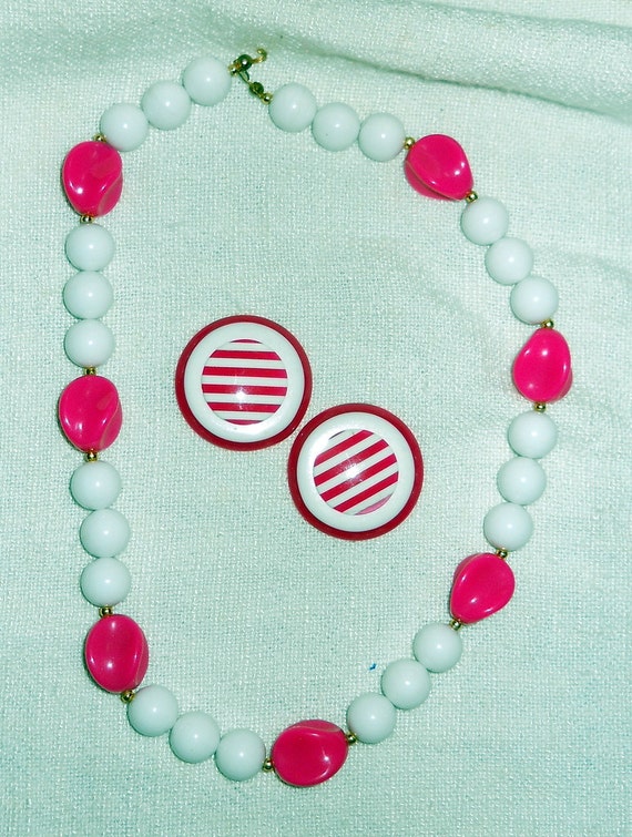 Raspberries and Cream Necklace and Earrings - image 2