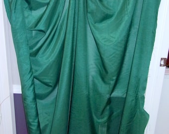 Semi Sheer Emerald Green Drapery OR Swag Fabric, Vintage, 1990s, 5 Yards 65 inches wide