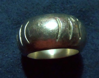 Sterling Silver Band Ring, Plain With Simple Lines, Hand Crafted, Vintage