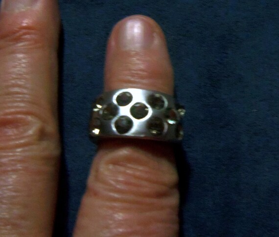 Silver Colored Ring with Rhinestones, Missing One… - image 2