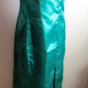 Beautiful Teal Formal with Matching Long Flapper Fingerless Evening  Satin Gloves, Teal Sequins Trim Included,Vintage,