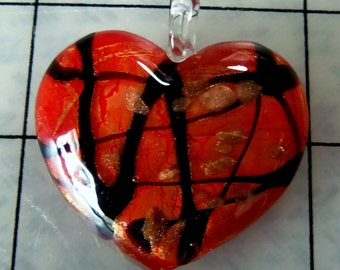 Heart Shaped Glass Pendant, Hand Crafted