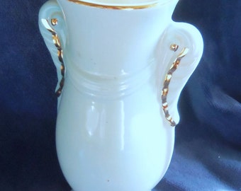 Pretty Light Aqua Grecian Urn Style Vase With Gold Accents, 7 Inches Tall With a 3 Inch Diameter