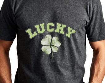 Camiseta de trébol de la suerte, diseño retro de trébol de cuatro hojas.