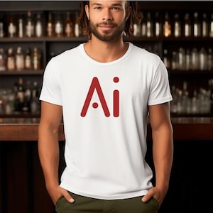 Minimalistisch AI-logo T-shirt, T-shirt met kunstmatige intelligentie, modern technisch T-shirt, T-shirt voor AI-liefhebbers, kleding voor techliefhebbers, unisex cadeau voor techliefhebbers