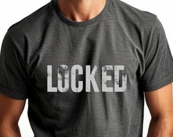 Camiseta con texto gráfico LOCKED / Camiseta con tipografía minimalista desgastada