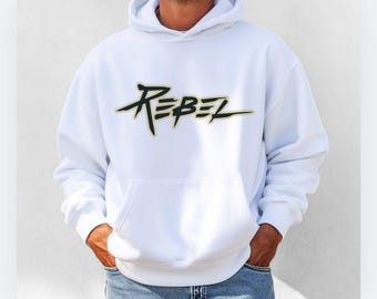 Rebel Script Hoodie, Graffiti Style Streetwear Pullover