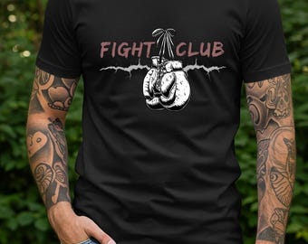 Fight Club Boxing T-Shirt | Vintage Boxing Gloves Graphic Tee | Boxing Gym Shirt | Fight Night Casual Tee | Sports Gift T-Shirt