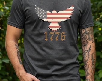 American Eagle Flag Graphic T-Shirt | Patriotic USA Tee | 1776 4th of July Shirt | Independence Day Tee | Unisex American Pride Tee