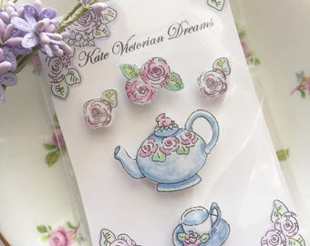 Lovely Time for Tea Magnets French Country Cottage Style