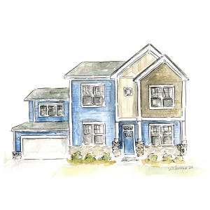 Custom House Portrait. Hand painted. Watercolor home painting, housewarming gift, personalized home art, new home gift, realtor gift,