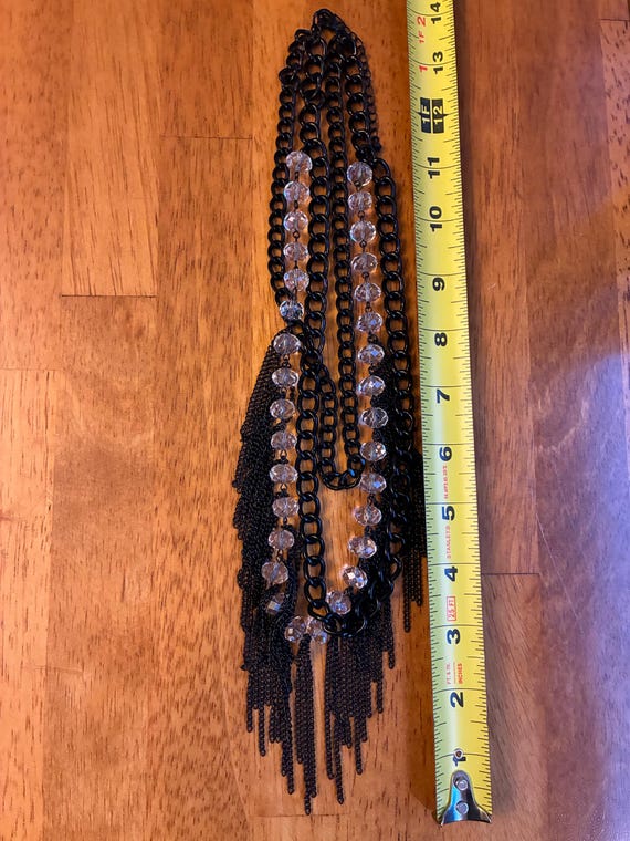 Gothic Style Statement Necklace with multiple cha… - image 5