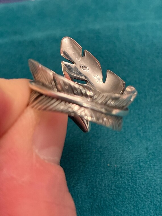 Feather Wrap Ring Sterling Silver Adjustable size… - image 4