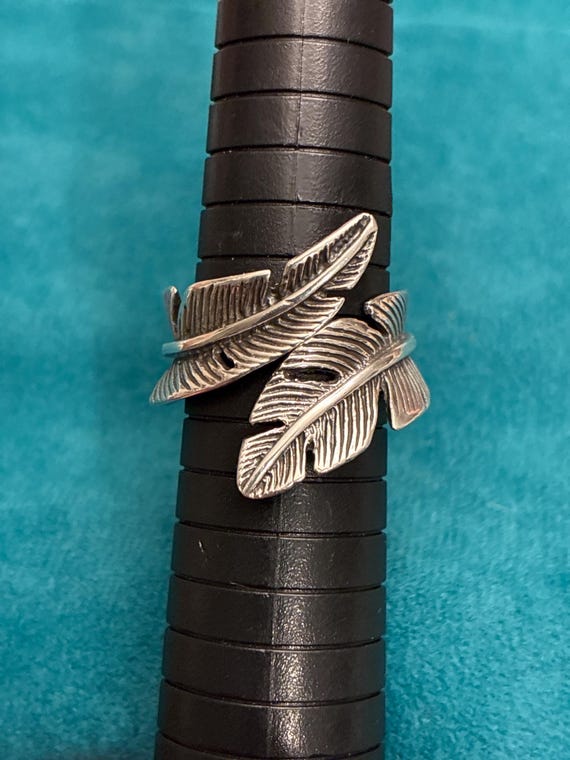 Feather Wrap Ring Sterling Silver Adjustable size… - image 2
