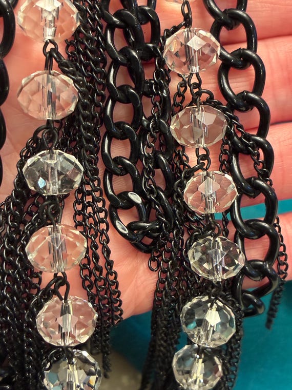 Gothic Style Statement Necklace with multiple cha… - image 2