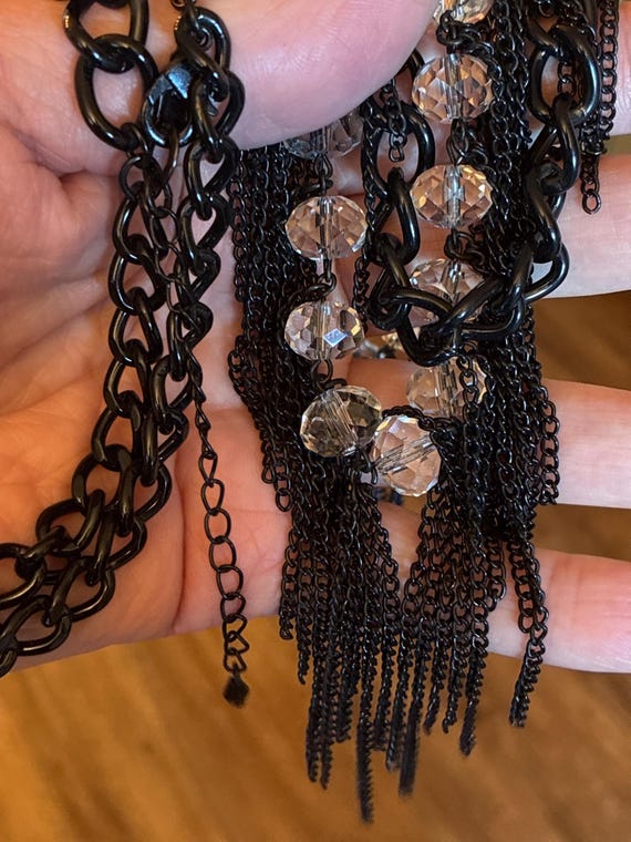 Gothic Style Statement Necklace with multiple cha… - image 3