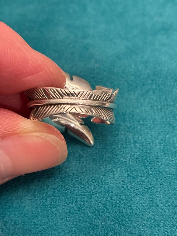 Feather Wrap Ring Sterling Silver Adjustable size… - image 5
