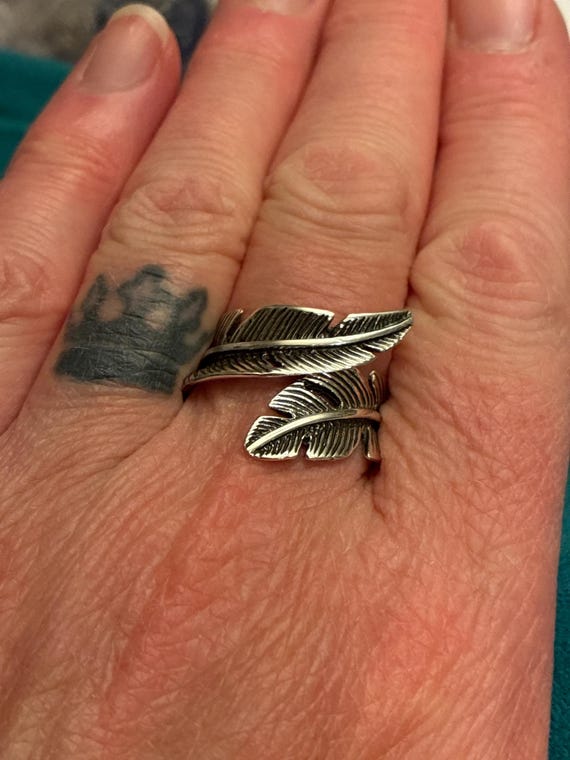Feather Wrap Ring Sterling Silver Adjustable size… - image 3