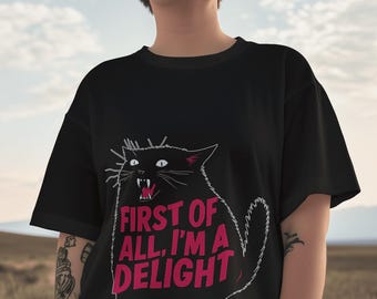 まず第一に、私は喜びの黒猫です。PNG、SVG、PDFの面白いデザイン