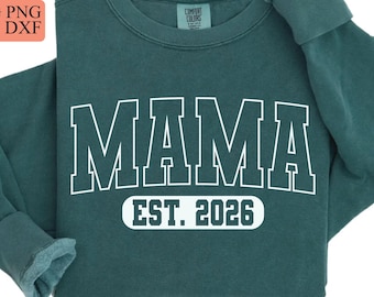 Mama Est 2026 SVG、母の日デジタルファイル（PNG、SVG）
