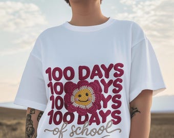 100 Days Of School PNGバンドル、かぎ針編みの糸のデザイン（デジタルダウンロード）