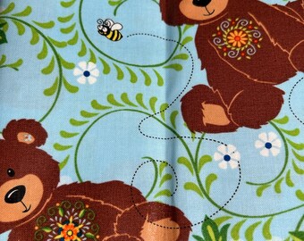Soft Bear & Bees Laminate Fabric