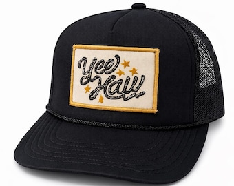 Yee Haw Trucker Hat – Western Cowgirl & Cowboy Baseball Cap, Rustic Country Style, Adjustable Mesh Hat
