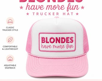 Blondes Have More Fun Trucker Hat – różowo-biały haftowany snapback