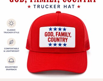 God Family Country Trucker Hat | Patriotic American Pride Cap