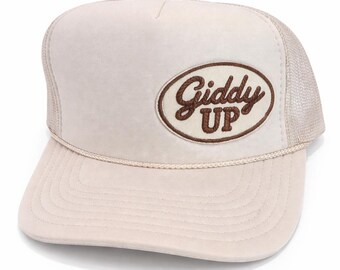 Czapka typu trucker Giddy Up – neutralna czapka z siateczki z pianki w stylu western, z daszkiem typu snapback w stylu kowbojskim, z daszkiem w stylu farmy i rancza