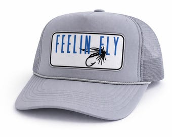 Feelin Fly Trucker Hat | Fishing Trucker Hat | Fly Fishing Hat | Fisherman Hat | Outdoor Fishing Cap | Angler Gift Hat