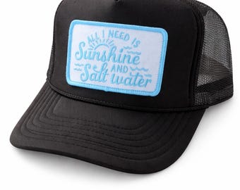 Sunshine Salt Water Trucker Hat – Beach Hat – Summer Trucker Cap – Coastal Vibes Hat – Vacation Hat for Women
