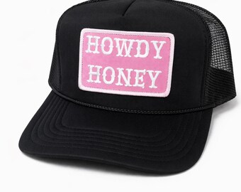 Howdy Honey Trucker Hat | Pink Embroidered Patch Snapback Cap