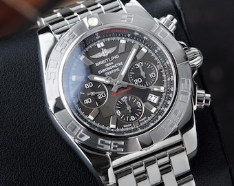 Vintage Breitling Chronomat 44 Grey Dial Steel Bracelet Chronograph AB0110, Gifts for husband, Father's Day gifts, men's watch