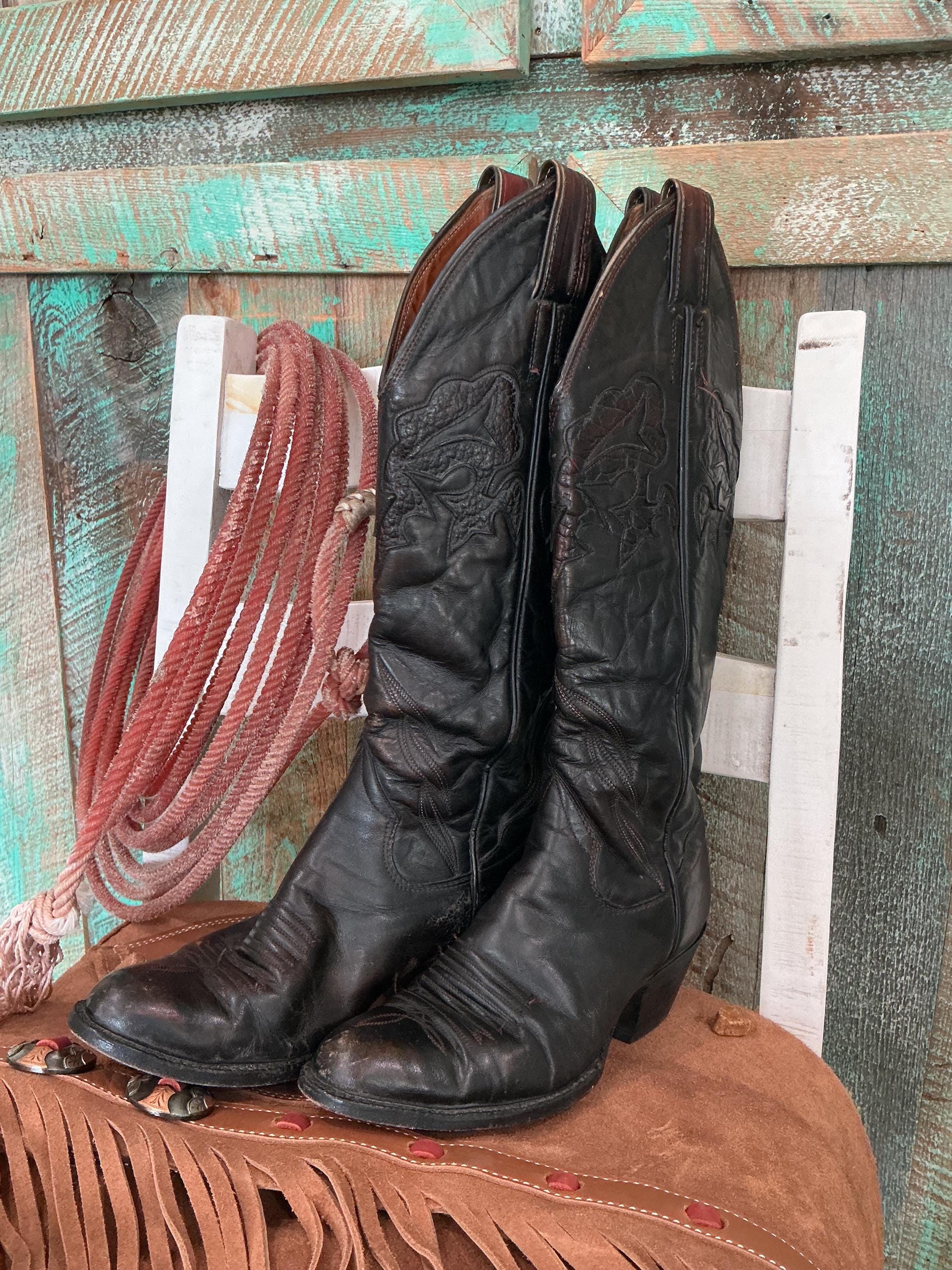 Vintage Leather Cowboy Boots Size 7.5E Vintage Genuine elk hide cowboy boots size 7 | Mercari main image 2