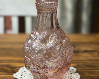 Vintage Imperial Glass Pink Iridescent Grape Vase | Handcrafted by Lenox | Carnival Glass