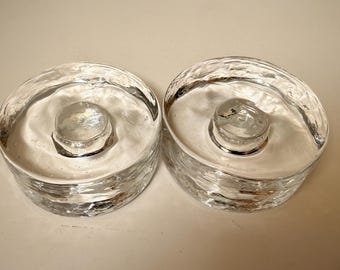 Ice Glass Candle Holders - Scandinavian Taper Holders, Set of 2