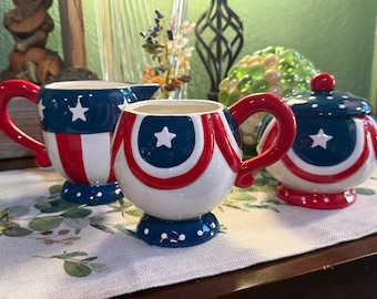 Zestaw Patriotic Creamer & Sugar – Johanna Parker dla Magenta (3 elementy)
